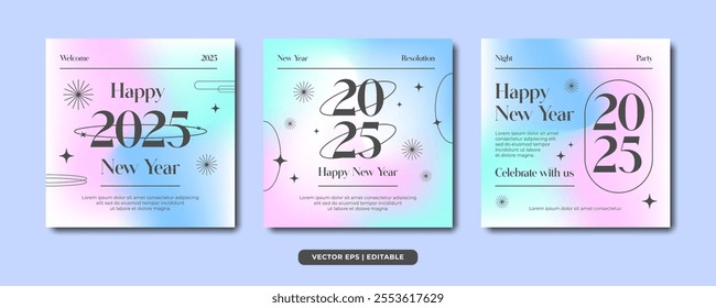 Gradient new year 2025 social media post template