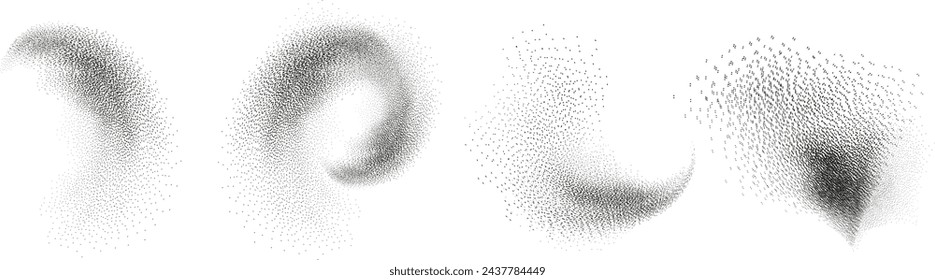 Tinciones de textura de grano de ruido degradado, sombras de puntos negros y blancos y manchas de polvo de arena. Formas de salpicaduras de semitonos que forman humo o vapor de grano punteado negro oscuro.