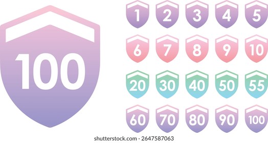 Gradient Number Milestone Badges - Award, Recognition, Anniversary, and Achievement Icons
