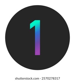 Gradient Number One with Modern Green and Purple Colors on Dark Circle Background