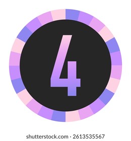 Gradient number “4” in Purple and Pink with Pastel Pink and Blue Circular Frame on Light Background