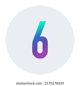 Gradient Number Six with Vibrant Green and Purple Tones on Light Background