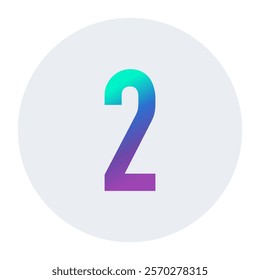 Gradient Number Two with Dynamic Green and Purple Hues on Soft Gray Circle