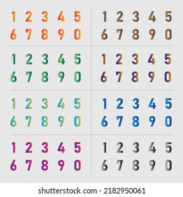 Gradient numbers set. Colored numbers, different shades. Colorful pack.