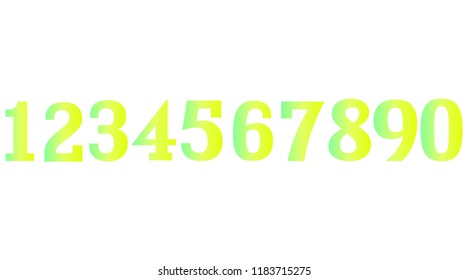 Gradient numbers set isolated on white background. Trendy 0 1 2 3 4 5 6 7 8 9 gradient numbers for your design