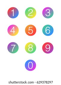 Gradient Numbers Zero to Nine Icon Pack Collection