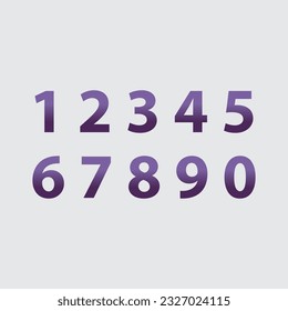 gradient numbers zero to nine. numbers to use in events, ceremonies, counts, business, displays, games. purple numbers. light background