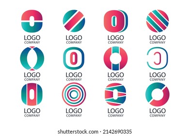 gradient o letter logo template set