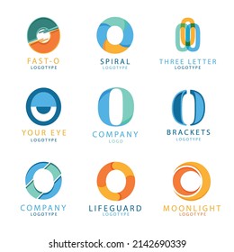 gradient o letter logo template set