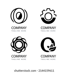 gradient o letter logo template set, abstract company logo design vector