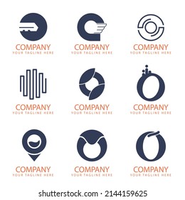 gradient o letter logo template set, abstract company logo design vector