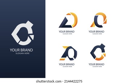 gradient o letter logo template set, abstract business company logo design