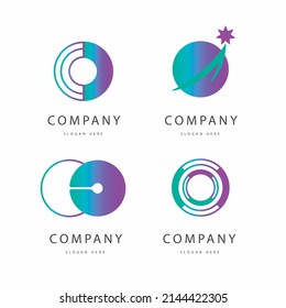 gradient o letter logo template set, abstract business company logo design