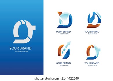 gradient o letter logo template set, abstract business company logo design