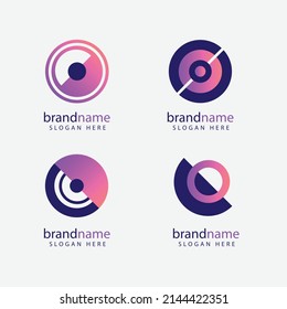 gradient o letter logo template set, abstract business company logo design