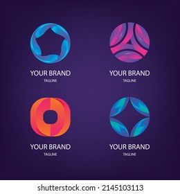 conjunto de plantillas de logotipo de degradado de letra, logotipo de negocio de gradiente, marca, letra, logotipo de la empresa, diseño de logotipo de identidad vector