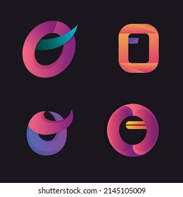 gradient o letter logo template set, gradient business logo, brand, letter, company logo, identity logo design vector