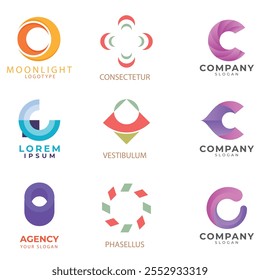 gradient o logo set. logos template collection