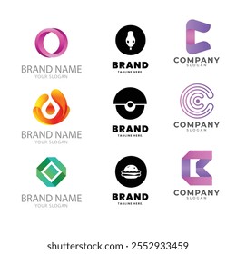 gradiente ou conjunto de logotipos. coleção de modelos de logotipos
