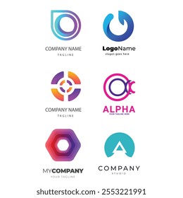 gradient o logo set. logos template collection
