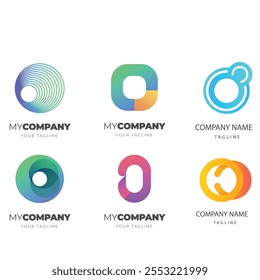 gradient o logo set. logos template collection