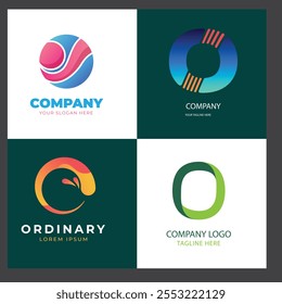 gradient o logo set. logos template collection