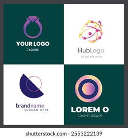 gradient o logo set. logos template collection