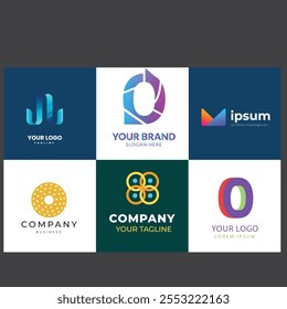 gradient o logo set. logos template collection