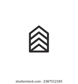 Gradient orange army rank logo with transparent background