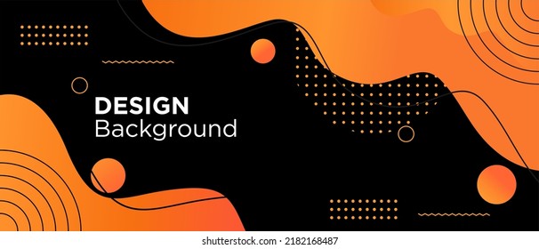 gradient orange   black template banner  liquid shape design 