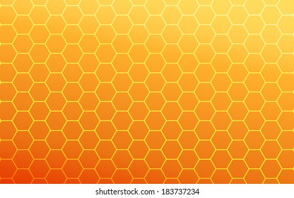 gradient of orange color and hexagon background (vector)