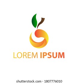 Gradient orange fruit logo on white background.