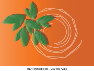 Gradient orange geometric leaf background illustration