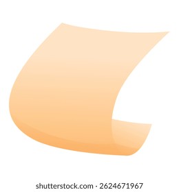 Gradient orange paper sheet flying and waving in the wind