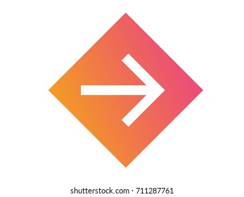 The Gradient orange to pink isolated arrow flat icon