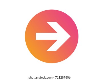 The Gradient orange to pink isolated arrow flat icon