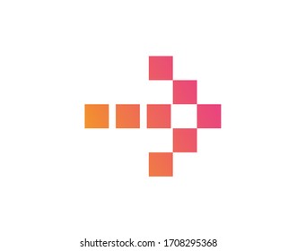 The Gradient orange to pink isolated digital arrow flat icon