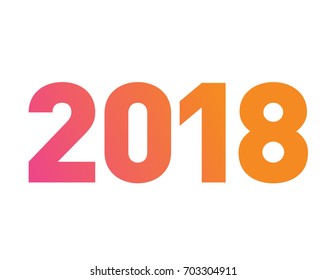 The gradient orange to pink isolated standard font word year 2018