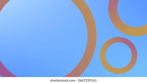 Gradiente Laranja Círculos Roxos Anéis no fundo abstrato Céu Azul