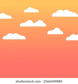 Gradient orange sky background. Natural, sunrise, sunset, landscape concepts. Flat decorative vector design isolated illustration.