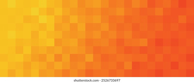 Gradient orange yellow mosaic background. Abstract texture pattern of squares. Vector illustration for print, design, poster, calendar, post, screensaver, wallpaper, postcard.