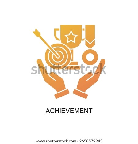 Gradient Outline Achievement Trophy Target Medal Hands Symbol Icon Element