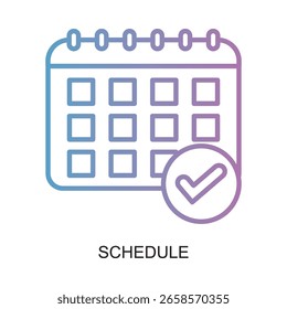 Ilustración del icono del planificador de citas de marca de verificación del calendario de esquema de degradado