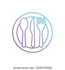 Icono de vector Cubertería de contorno degradado