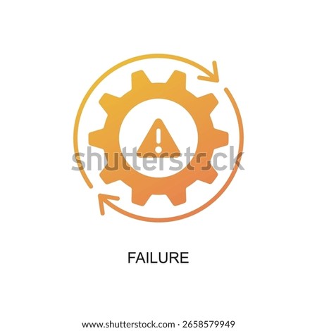 Gradient Outline Gear with Exclamation Mark Failure Warning Icon