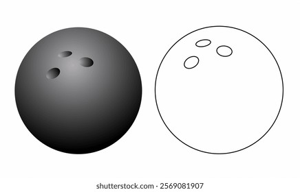 Gradient outline icon of a bowling ball, featuring smooth, modern lines with vibrant gradient colors. Perfect for sports, gaming, or recreational-themed designs