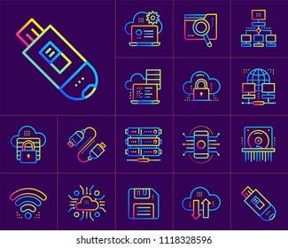 Gradient outline icons set of cloud computing, internet technology, data secure. Suitable for infographics, websites, print media and interfaces
