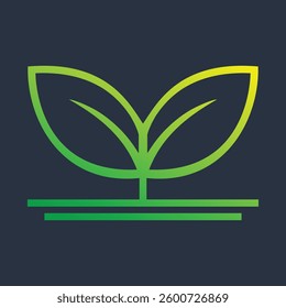 Gradient outline leaf vector icons. Eco leaf logo. Simple linear leaves of trees and plants