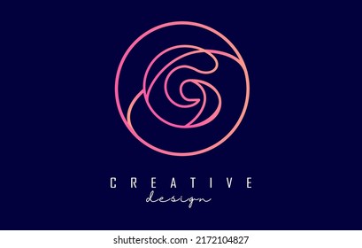 Gradient outline letter G logo with circle frame and monogram design. Letter G with geometric design. Creative Vector Illustration with letter and circle.