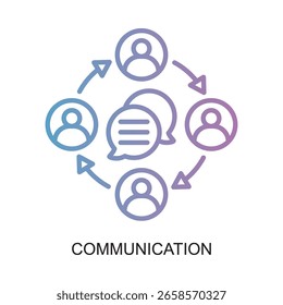 Gradient Outline People Communication and Networking Social Connection Collaboration Icon